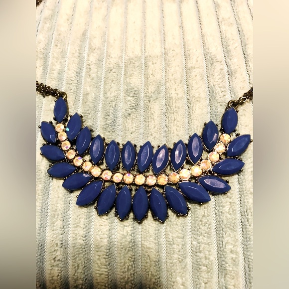 Amrita Statement Blue & Holographic Gems Necklace - Picture 2 of 2